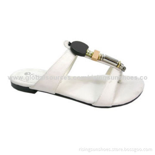 Women's Flat Slippers with PU Upper and Colorful Stones Decoration, Various Colors are Available